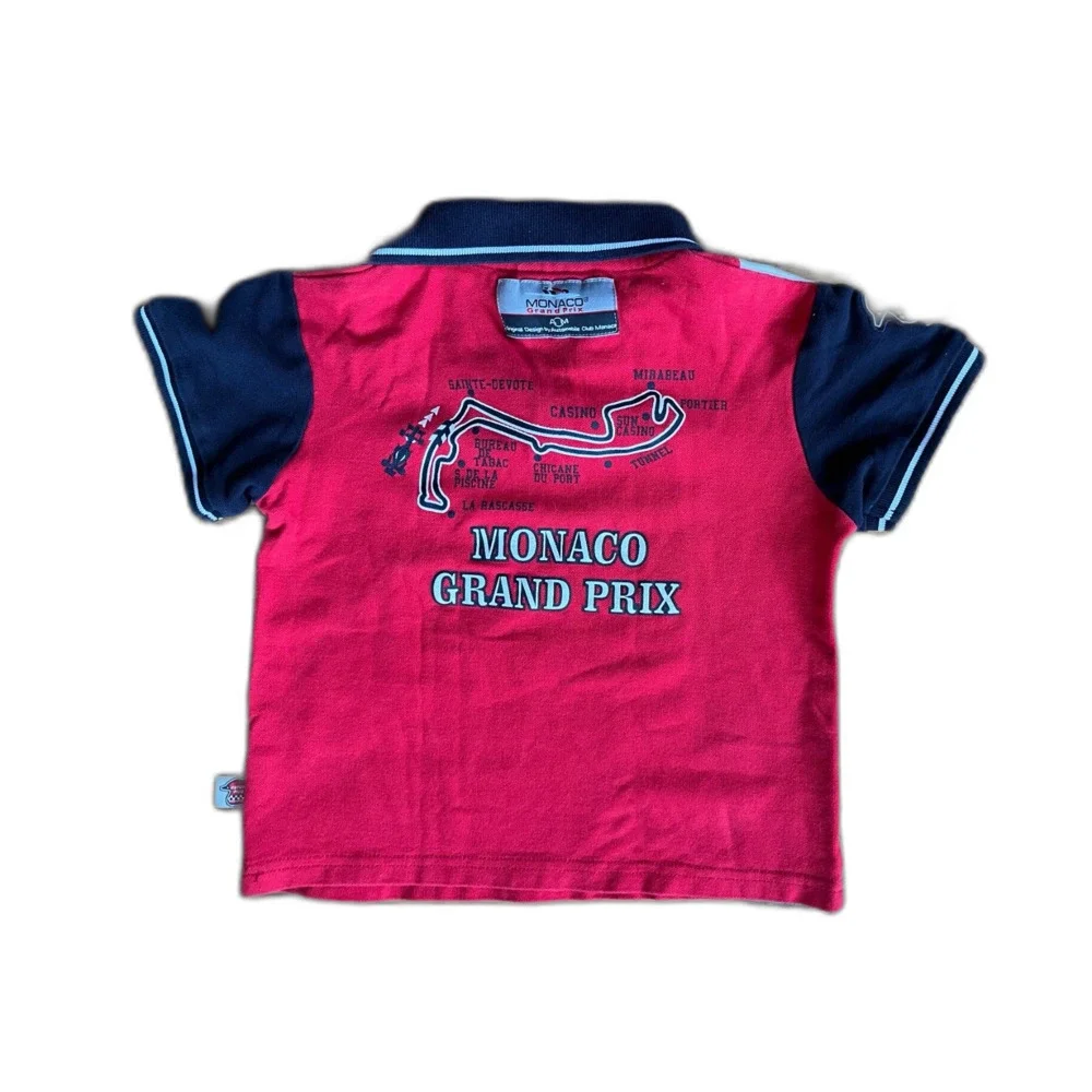 Formula One Monaco Grand Prix Red 100% Cotton Polo Shirt Top   Boys Size 5-6